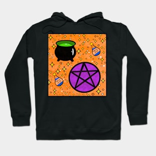 Witchcraft pattern cauldron pentagram and potion Hoodie